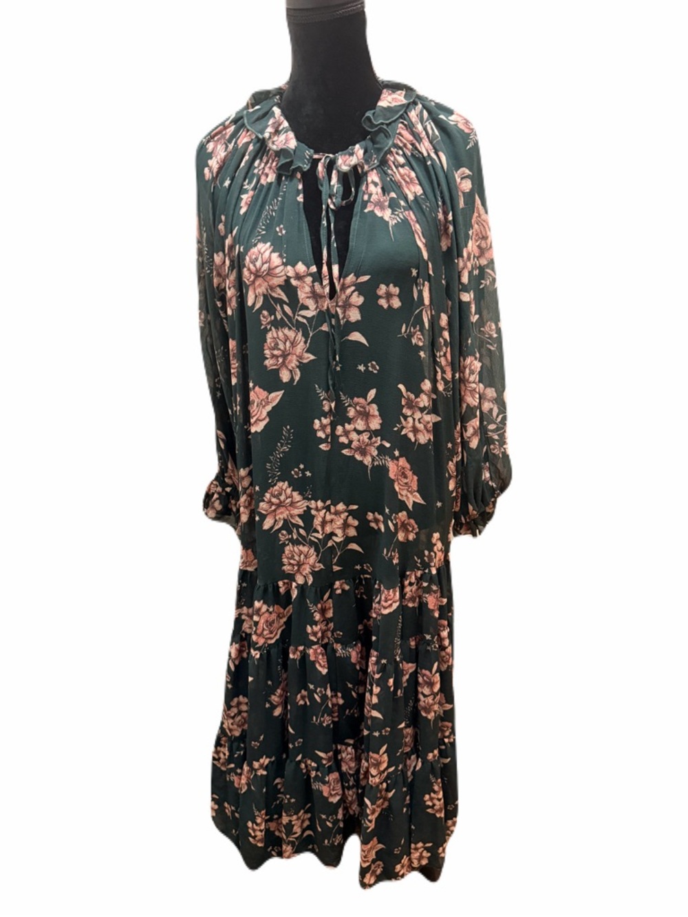 Free People Feeling Groovy Maxi Dress- Forest Floral Small boho flowy SOLD OUT S - Picture 2 of 11